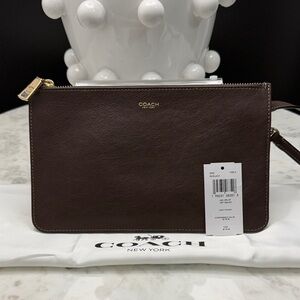 Coach Dark Brown Leather Wristlet